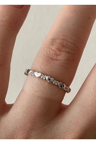 KİLİGİSTANBUL Minik Kalpler Gümüş Renk Yüzük