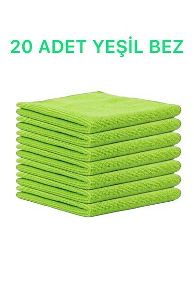 MCK Plus 20pcs 40x40 Microfiber Cleaning Cloth - Kitchen and Bathroom Towel Cloth Green Color