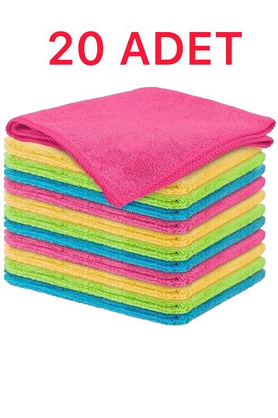 MCK Plus 20 Pieces of Microfiber Cleaning Cloths - 40x40 Mixed Color for kitchen and Bathroom Cleaning, Towel Cloth