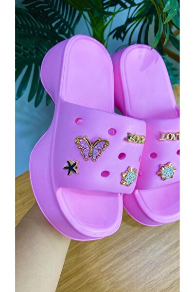 Sinem Çeyiz Sonimix Ezo 156 - Luxury Beach and Sea Slippers with Stoned Butterfly Pattern