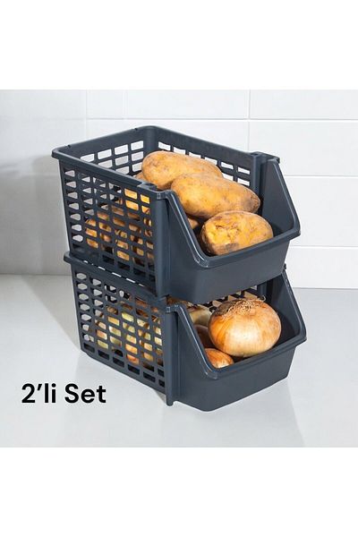 Nesto Home Set of 2 Bathroom Kitchen Organizer Addable Multi-Purpose Multi-Purpose Shelf