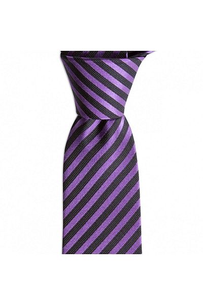 1001 Kravat Purple Striped 7.5 cm Wide Silk Tie