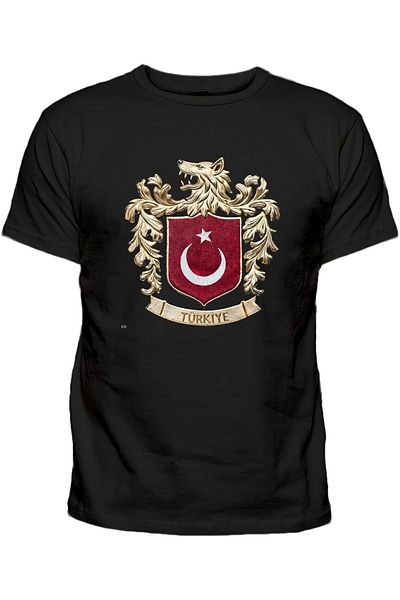Efendioğlu Design Tricou negru cu logo-ul Big Gray Wolf Türkiye