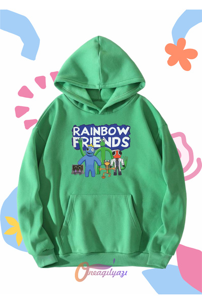 oneagılyazı Hanorac oversize cu glugă pentru copii, unisex, imprimat Rainbow Friends