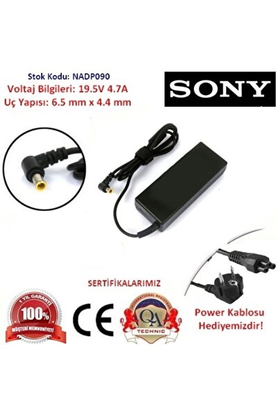 Sony Laptop Dizüstü Bilgisayar Adaptör 19.5v 4.7a 90w