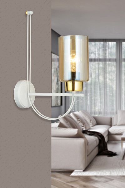 SONSUZ AYDINLATMA&AVİZE White Call Cylinder Glass Upward Facing Modern Sconce