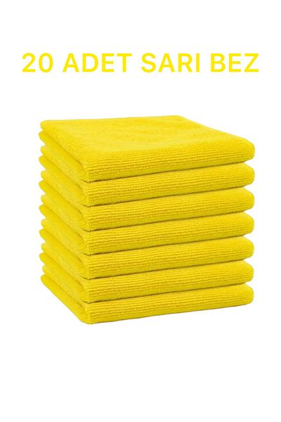 MCK Plus 20pcs 40x40 Yellow Colored Microfiber Cleaning Cloth - Kitchen and Bathroom Towel Cloth