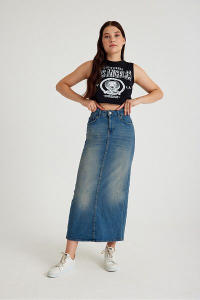 Kutaf Fustă lungă de jeans cu fantă