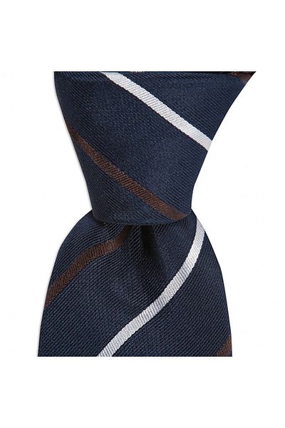 1001 Kravat Navy Blue Striped 8 cm Wide Silk Tie