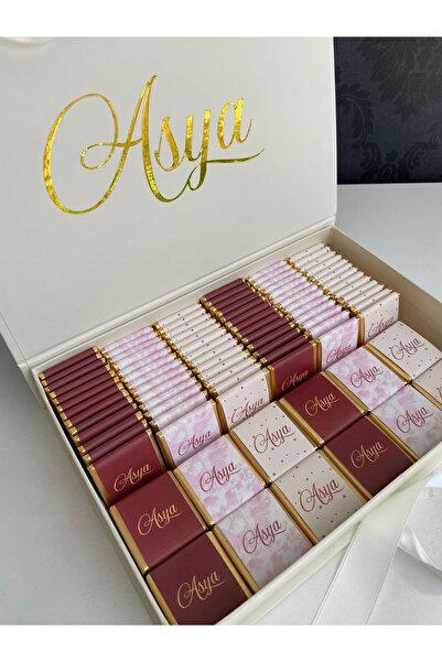 Minemiss Tasarım Kutulu İsme Özel Tasarımlı Kız-Erkek Bebek Çikolatası 80 Ade...