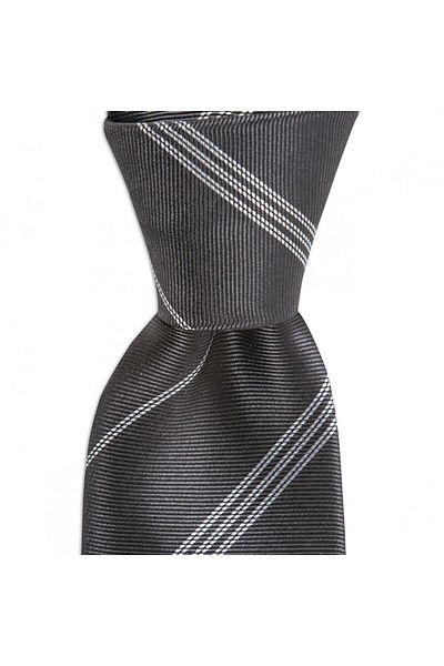 1001 Kravat Gray Striped 7.5 cm Wide Silk Tie