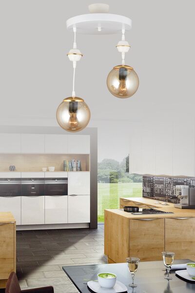 Genel Markalar Sarkıt Tepsi Beyaz 2'li Bal Glop Camlı Aşağı Bakan Lüks Avize