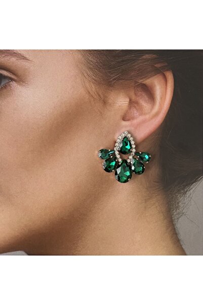 Rupen Kraft Baguette Stone Kokoş Rich Looking Evening Dress Earrings