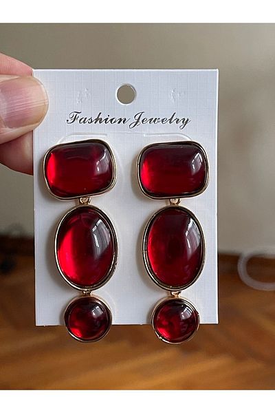 Rupen Kraft Moire Cat Eye Glass Stone Very Stylish Evening Dress Earrings Kokoş Earrings