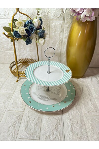 aky home style İki Katlı Sunumluk Porselen