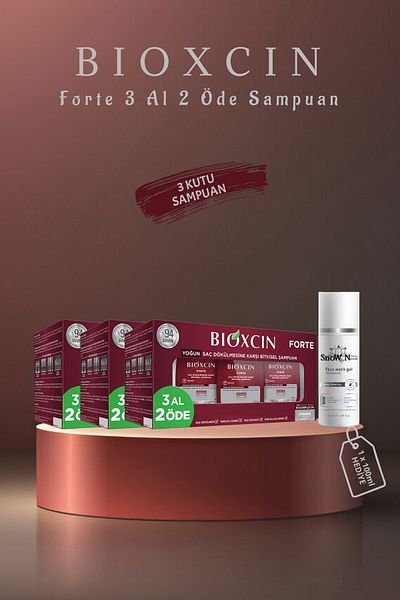 Bioxcin Forte Shampoo - All Hair Types, Buy 3 Pay 2, Set with 3 Boxes + Gel Gift