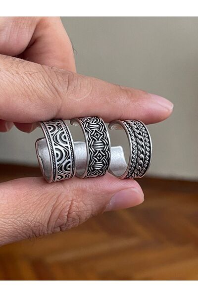 Rupen Kraft Gümüş Işçilikli Gümüş Desenli 925 Ayar Gümüş Kaplama 3 Lü Tasarım...