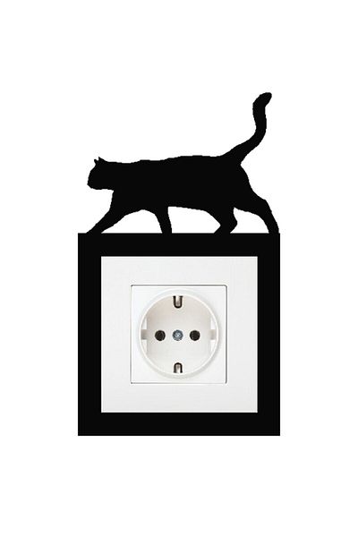 ALSHOP Socket Cat Patterned Wall Decoration - 3 Mm Mdf, 11x19
