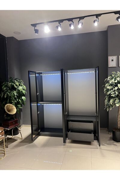 CANBAZ FURNİTURE Esla Modüllü 4 Cam Kapaklı Giyinme Dolabı % 100 MDF (KURULUM DAHİL)