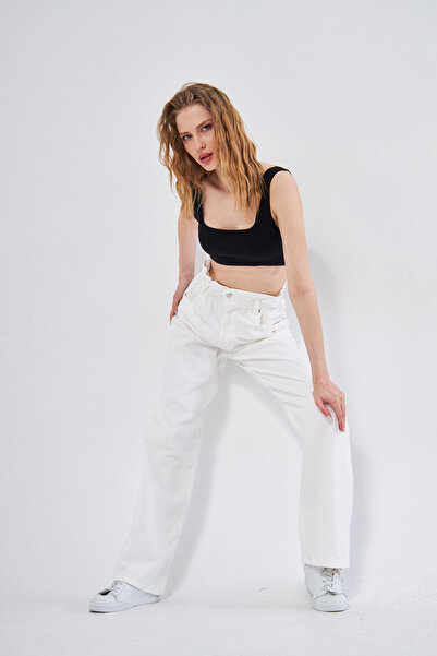 Kutaf Γυναικείο τζιν με φαρδιά πόδια και ελαστική μέση