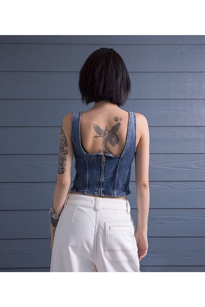 Kutaf Back Detailed Jean Bustier