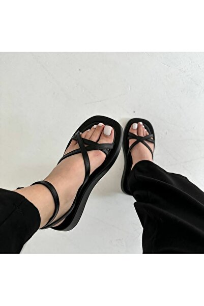 FUNDA AKIN Mi Luz Femme İnce Bantlı Çapraz Detaylı Kadın Sandalet