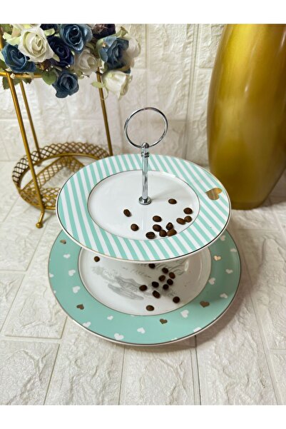 aky home style İki Katlı Sunumluk Porselen