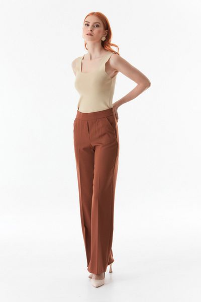 Fulla Moda Basic Κορδόνι Πλεκτή Μπλούζα με τετράγωνο γιακά