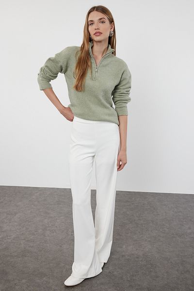Trendyol Collection Pulover din lână cu fermoar mentă - guler vertical TWOAW25KZ00044