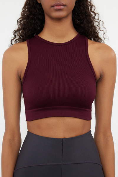 Trendyol Collection Πλεκτό αθλητικό σουτιέν Plum Seamless/Χωρίς ραφή με ραβδώσεις και ελαφριά υποστήριξη/Shaping TWOSS21SS0024