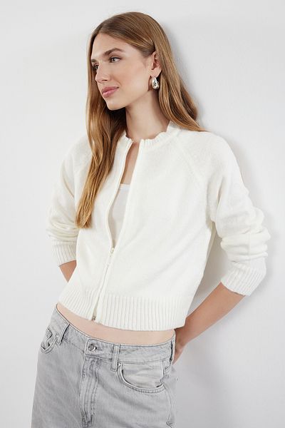 Trendyol Collection Soft Textured Ecru Knitwear Cardigan - TWOAW25HI00017