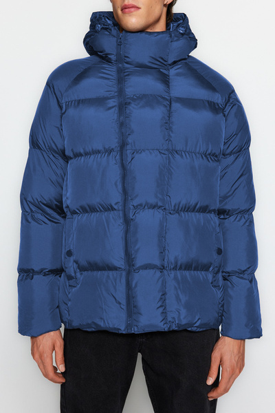 Trendyol Collection Indigo Oversize Winter Jacket - Water and Windproof Puffer Tmnaw23Mo00086