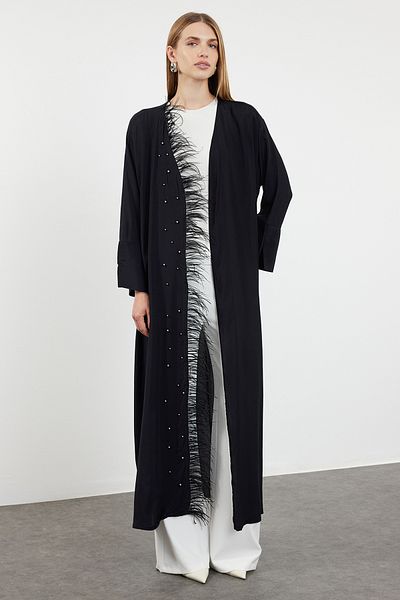 Trendyol Modest Πέτρινο Μαύρο Καπάκι Otriş - Ferace/Abaya TCTSS24KF00053