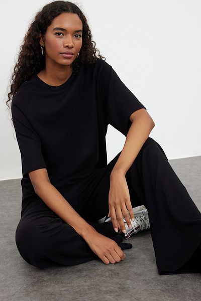 Trendyol Collection Black Comfortable Wide Leg Blouse and Trousers Set - TWOAW25AU00080