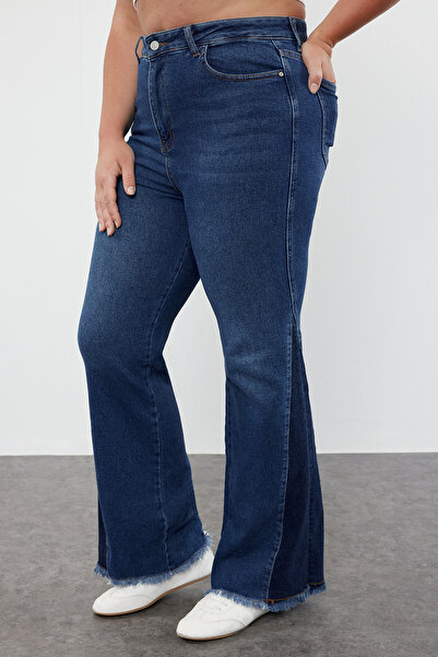 Trendyol Curve Ψηλόμεσο μπλε Ισπανικό τζιν μεγάλου μεγέθους