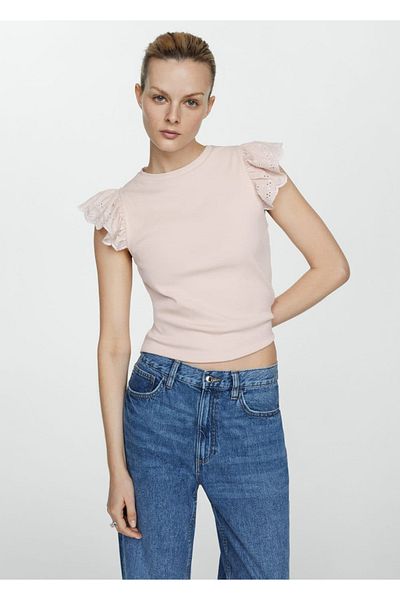 MANGO Woman Tricou cu mâneci cu volan