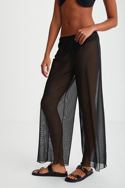 GRIMELANGE Summer Black Tulle Arısta Women's Trousers