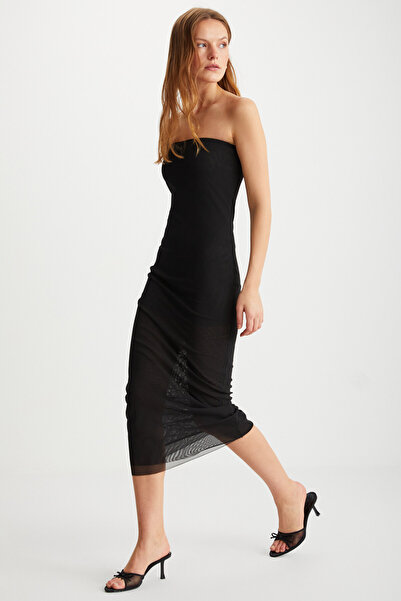 GRIMELANGE Apolline Women's - Black Off-the-shoulder 100% Polyester Dress