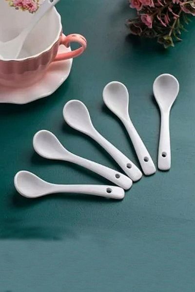 Kosova Gsa-27 Porcelain Small Plain 6-Piece Spoon 10.5 Cm