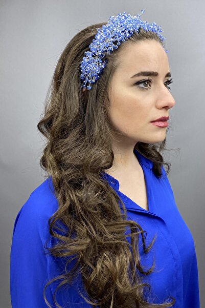 Hayalperest boncuk تاج زفاف من حجر كريستال بولوكس باللون الأزرق الفاتح