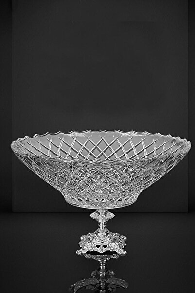 Efegil Hanedan Cam Gümüş Ayaklı Sunumluk Kase 29x29 Cm