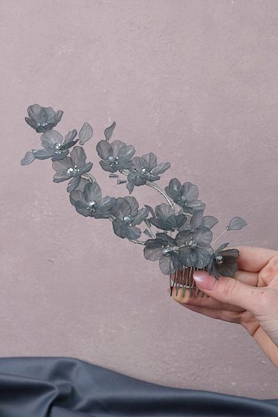 Hobigram تاج هينا للعروس بتصميم خاص من Tuana باللون الرمادي – إكسسوارات شعر أخرى، تصميم أنيق – إكسسوارات شعر أخرى
