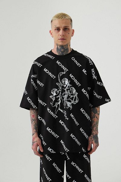 Machinist Ανδρικό μπλουζάκι Mchnst Angels Printed Oversize Μαύρο T-Shirt