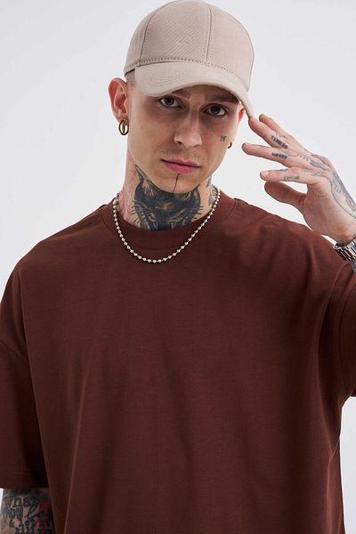 Machinist Ανδρικό μπλουζάκι Basic Super Cotton Oversize Chocolate