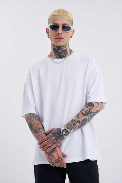 Machinist Ανδρικό λευκό μπλουζάκι Basic Super Cotton Oversize
