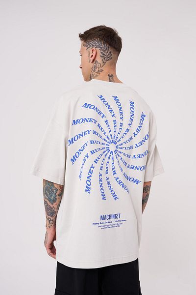 Machinist Tricou gri supradimensionat cu imprimeu Money Roles pentru bărbați