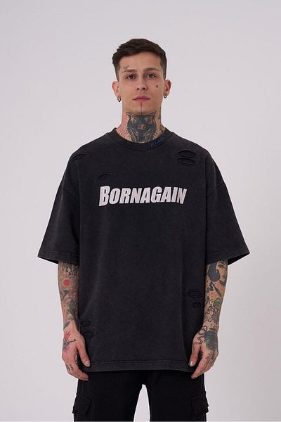 Machinist Men's Born Again Printed Washable Asphalt T-Shirt