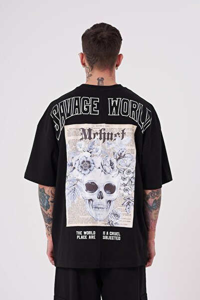 Machinist Ανδρικό μαύρο μπλουζάκι με στάμπα Savage World