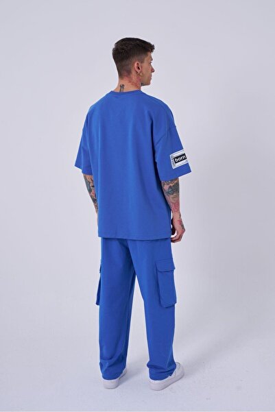 Machinist Tricou pentru bărbați Born Again Eye imprimat oversize albastru deschis