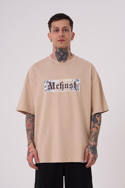 Machinist Tricou Bej supradimensionat cu imprimeu Savage World pentru bărbați